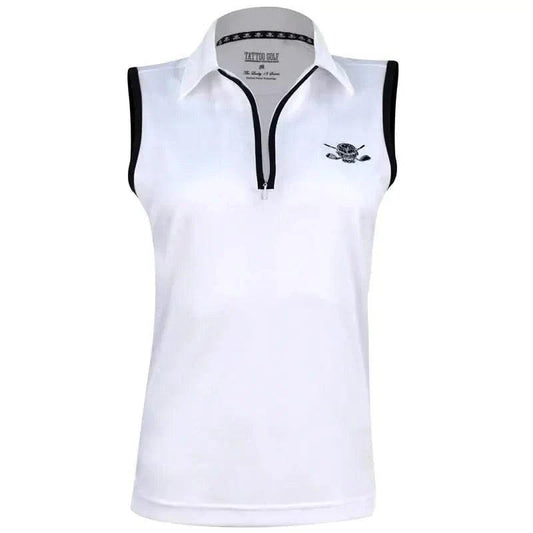 Sleeveless Cool-Stretch Women's Golf Shirt (White/Black)