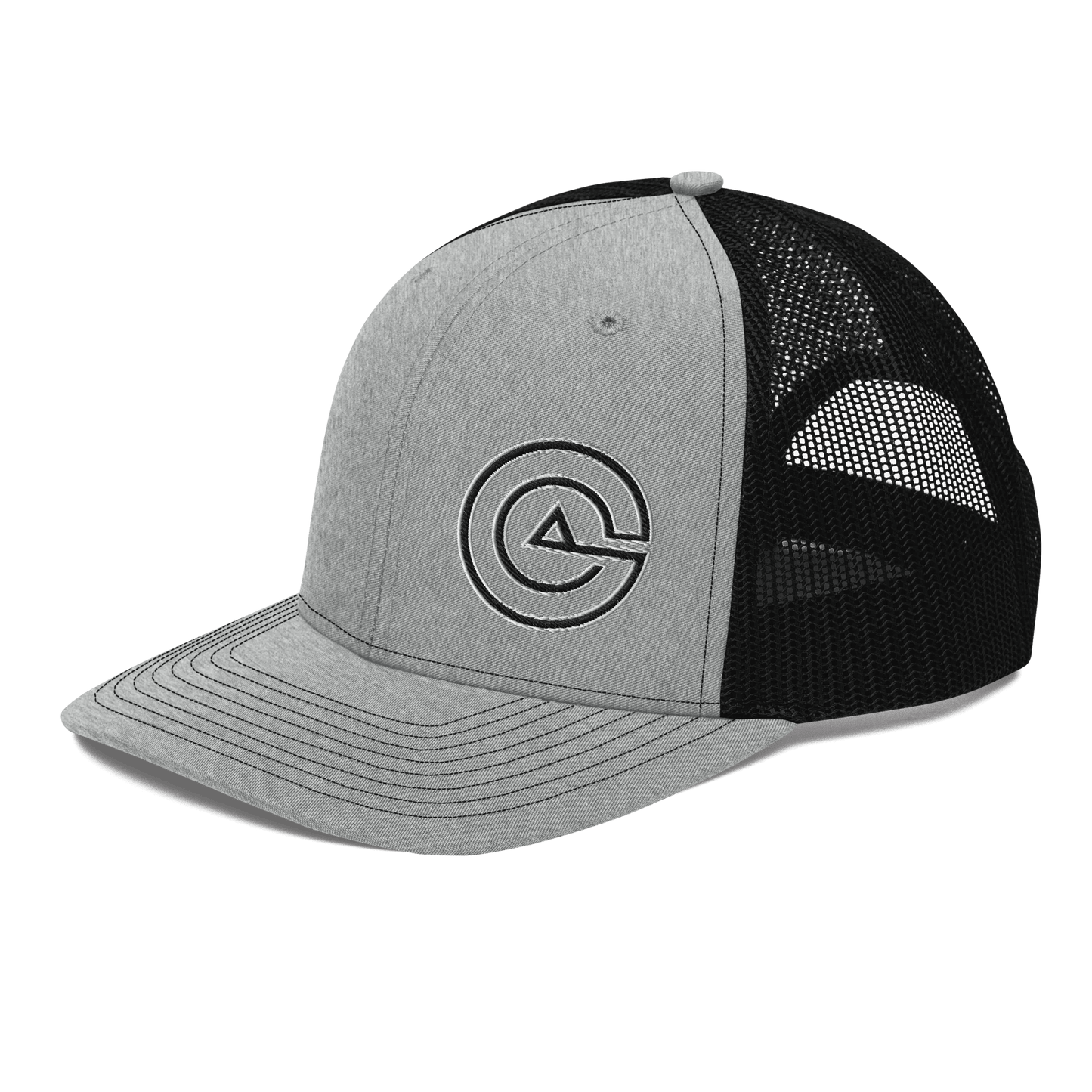 snapback-trucker-cap-heather-grey-black-left-front-65e1fd85423b5 - GOLF LEAGUE