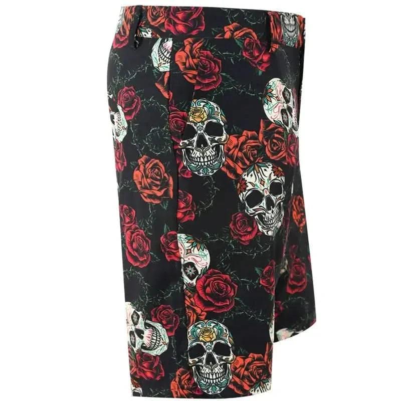 Sugar Skull Cool-Stretch Men's Golf Shorts (Black/Red)