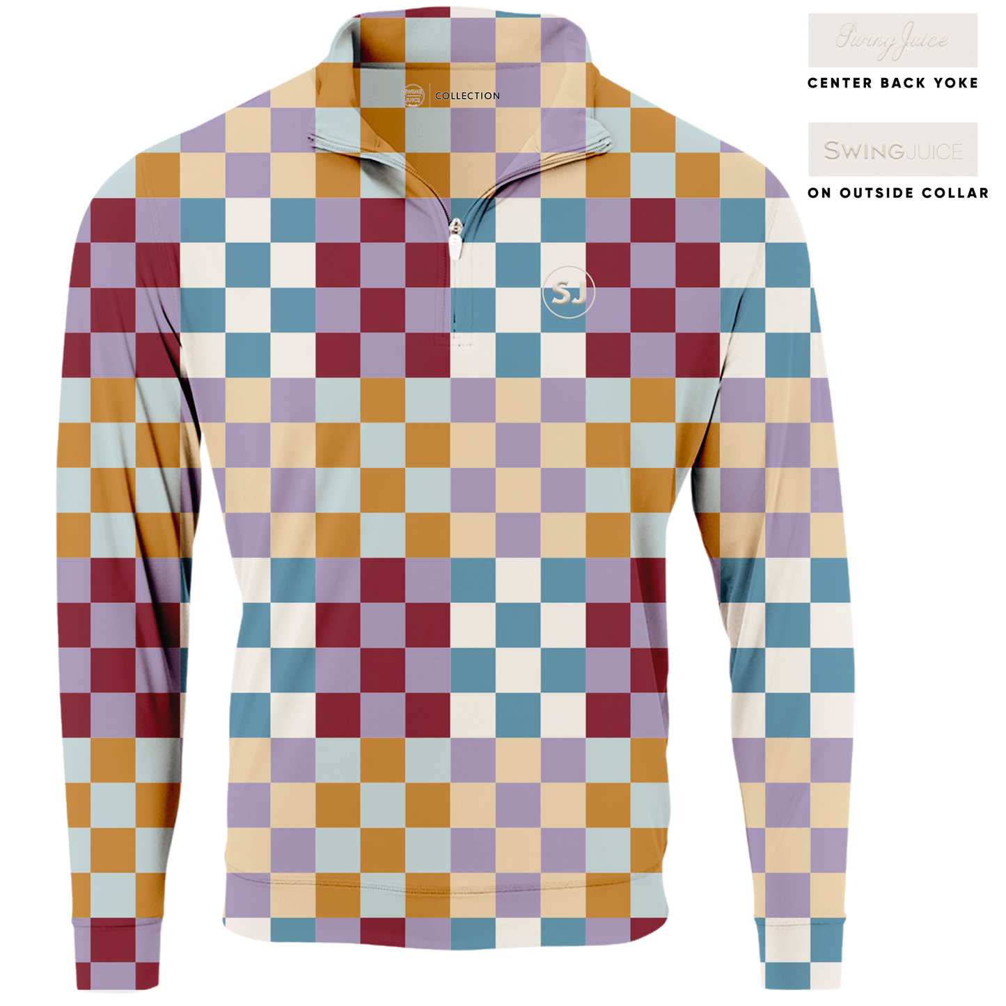 Golf Multi Checker Men's Quarter Zip - Final Sale