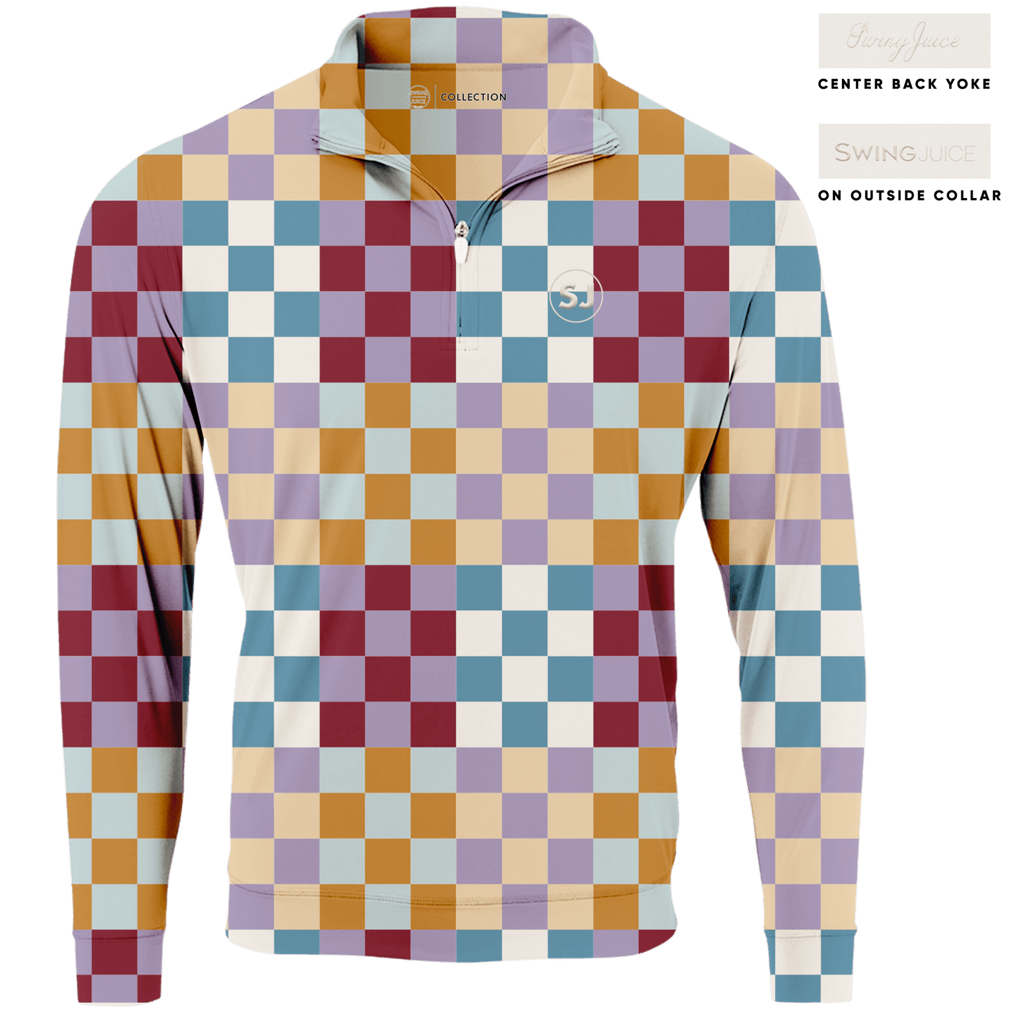 Golf Multi Checker Men's Quarter Zip - Final Sale