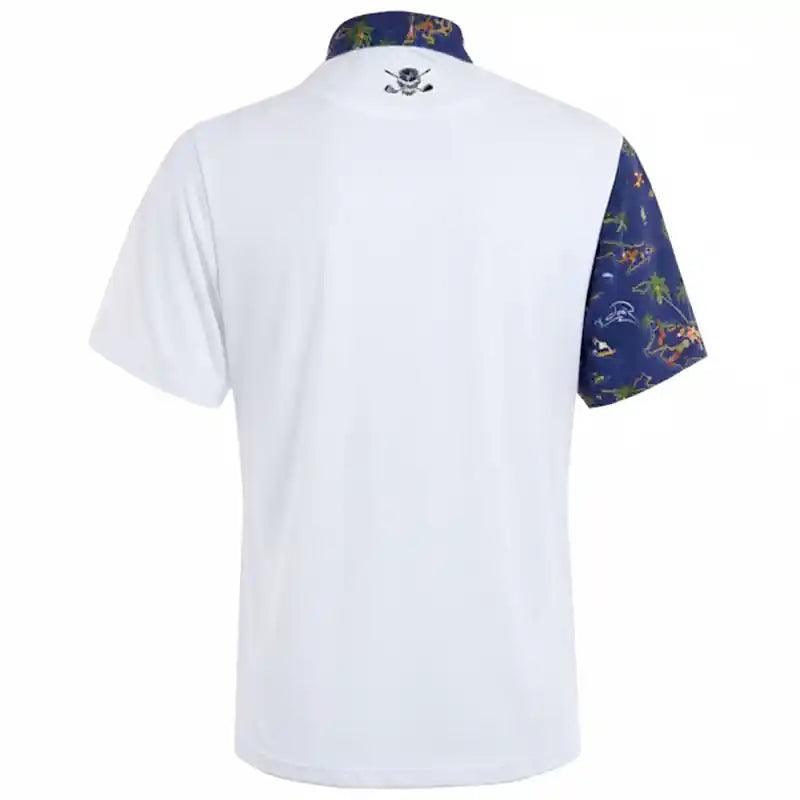 VIP Cool-Stretch Men's Golf Shirt - White/Ocean Blue