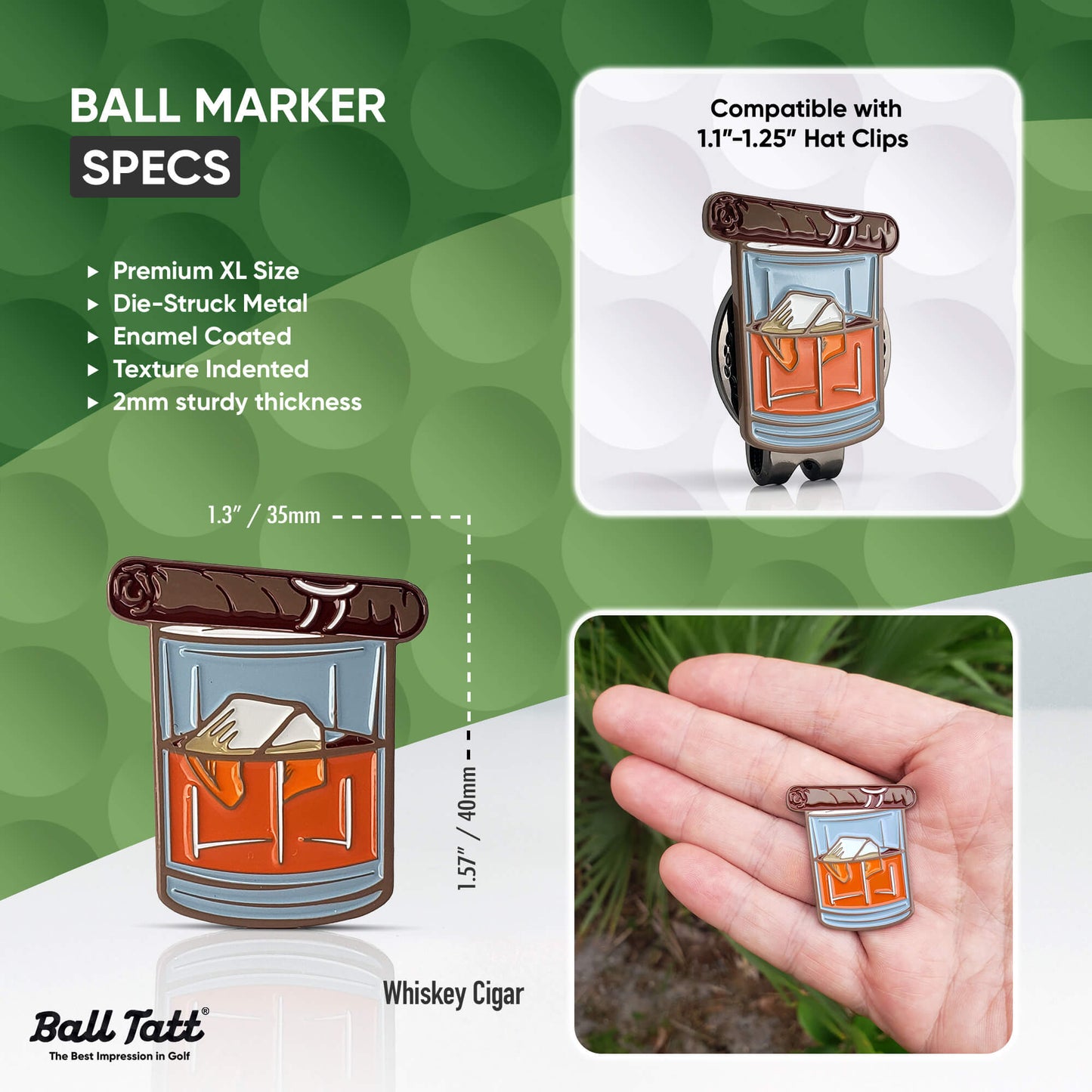 Whiskey Cigar XL Ball Marker