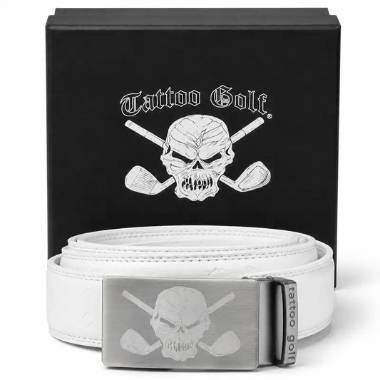 Leather Ratchet Belt - One Size Fits Most (White)
