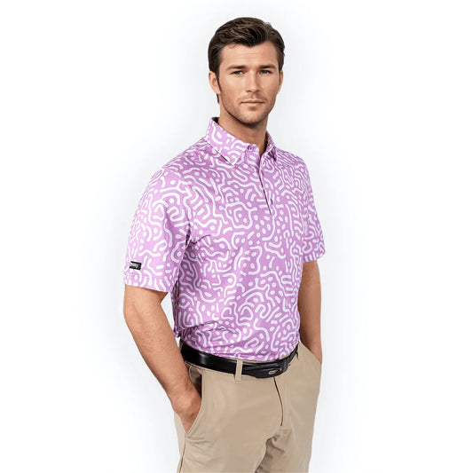 Wrong Fairway Men's Polo (Lavender) - GOLF LEAGUE