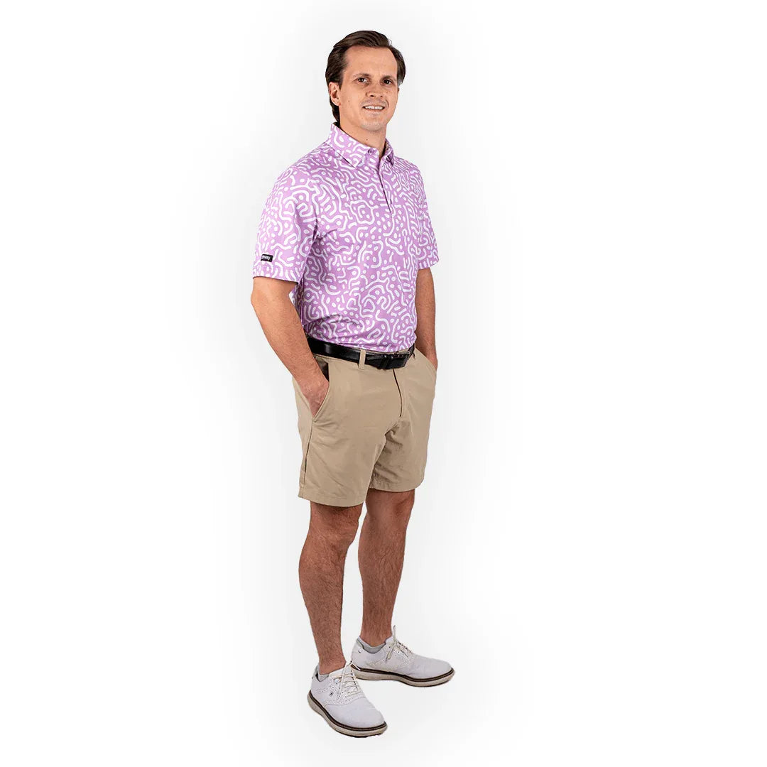 Wrong Fairway Men's Polo (Lavender) - GOLF LEAGUE