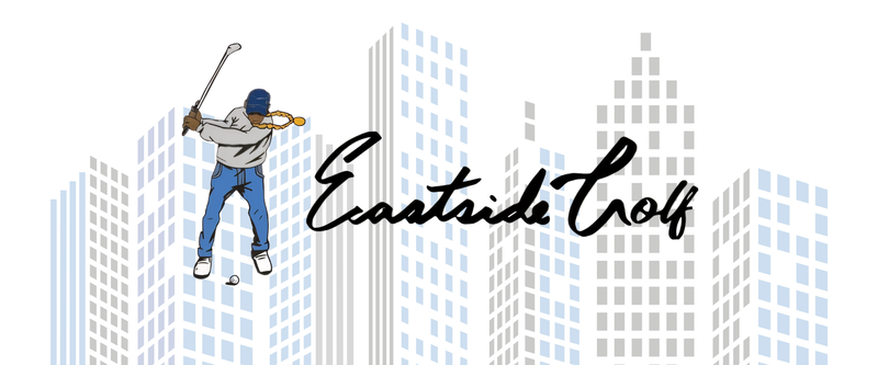 Eastside Golf Logo with Atlanta Skyline Background