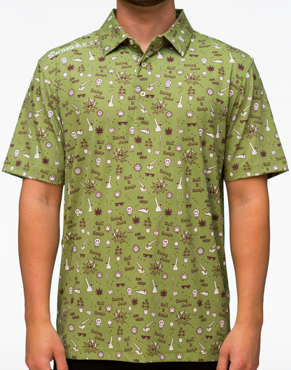 Golf & Ganja Allover Men's Polo