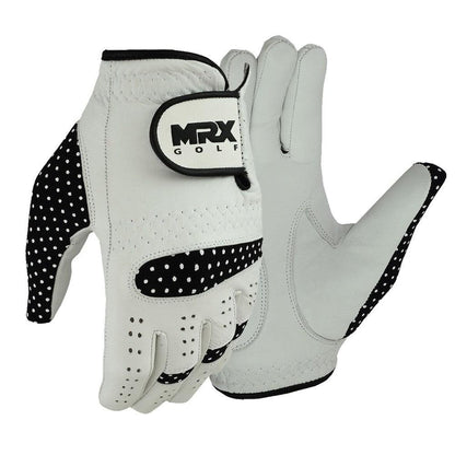 New Women Golf Gloves Cabretta Leather White Black