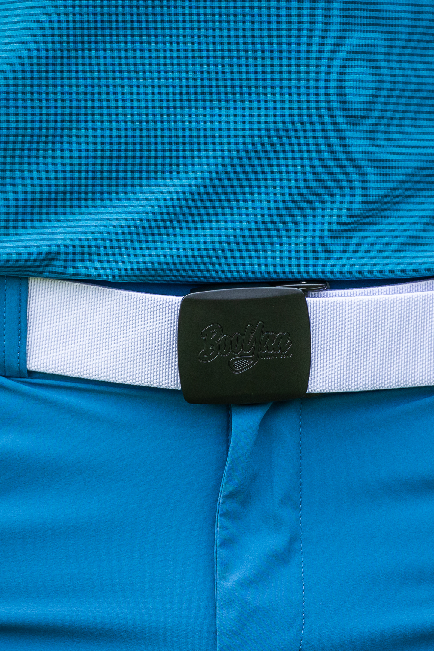 BooYaa Belt - Adjustable White Stretch with Black Alloy Buckle