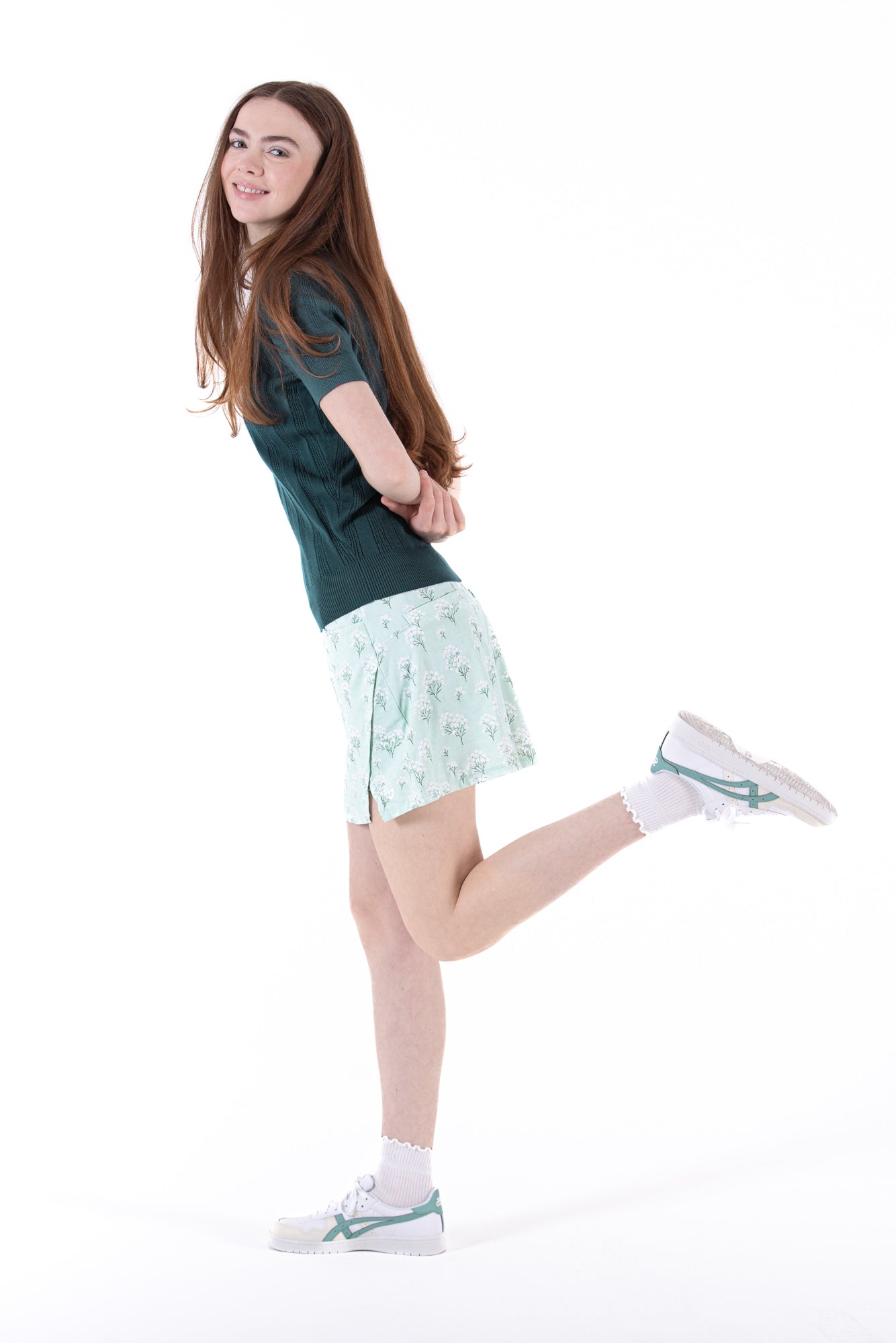 Misty Jade Notch Hem Skirt