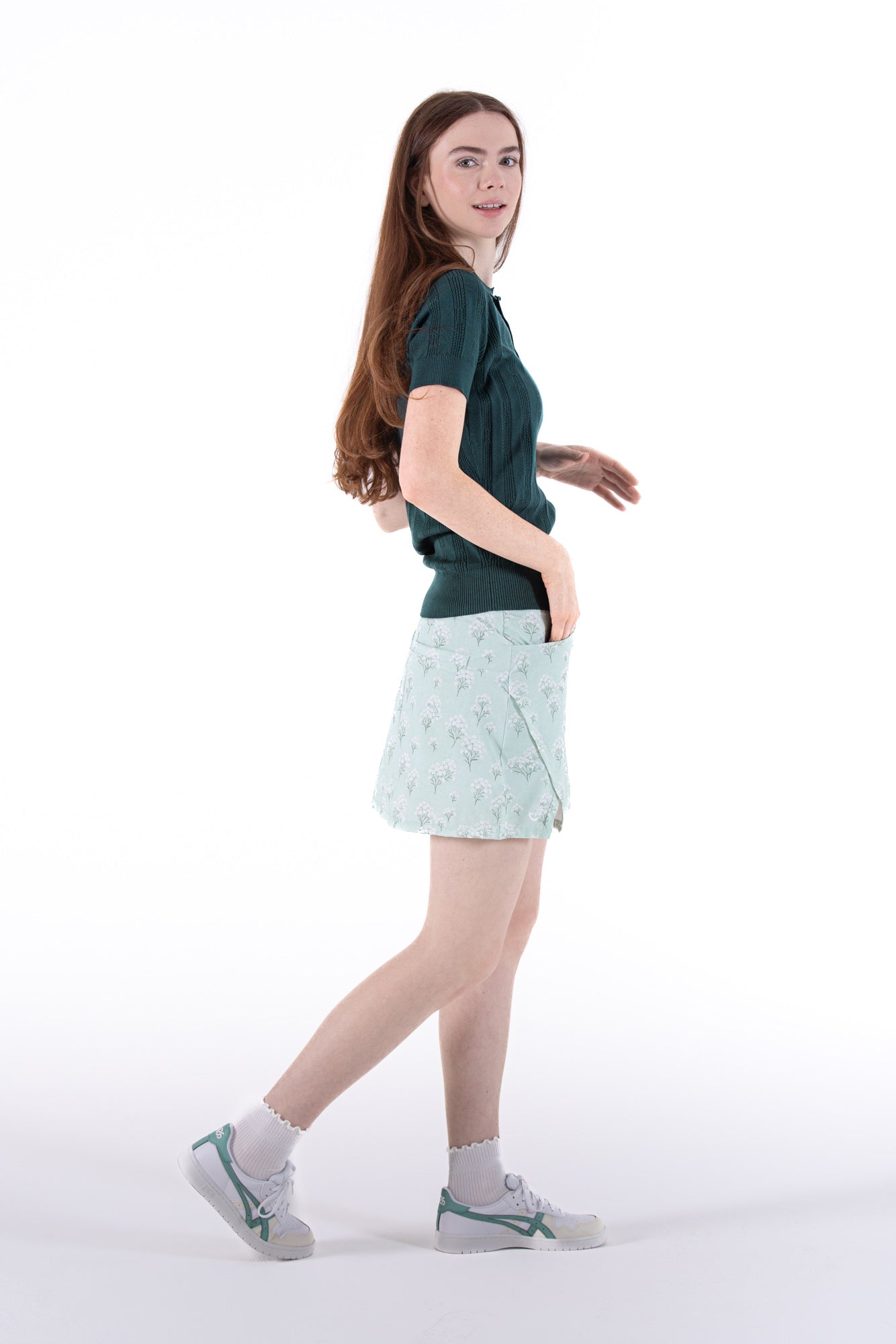 Misty Jade Notch Hem Skirt
