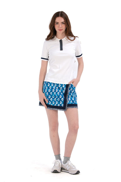 Indigo Floral Fringe Skirt