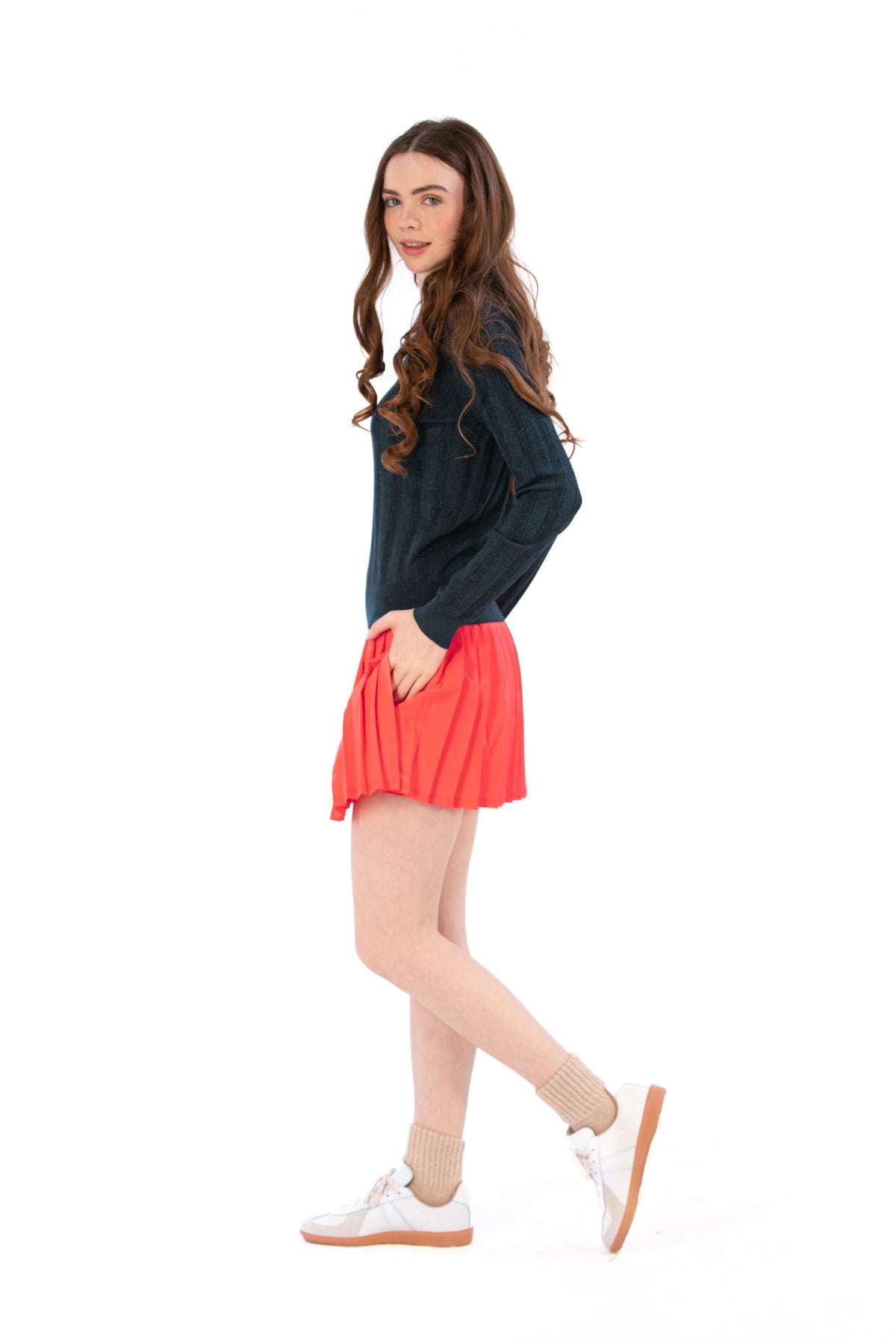 Pleated Rib Waist Skirt