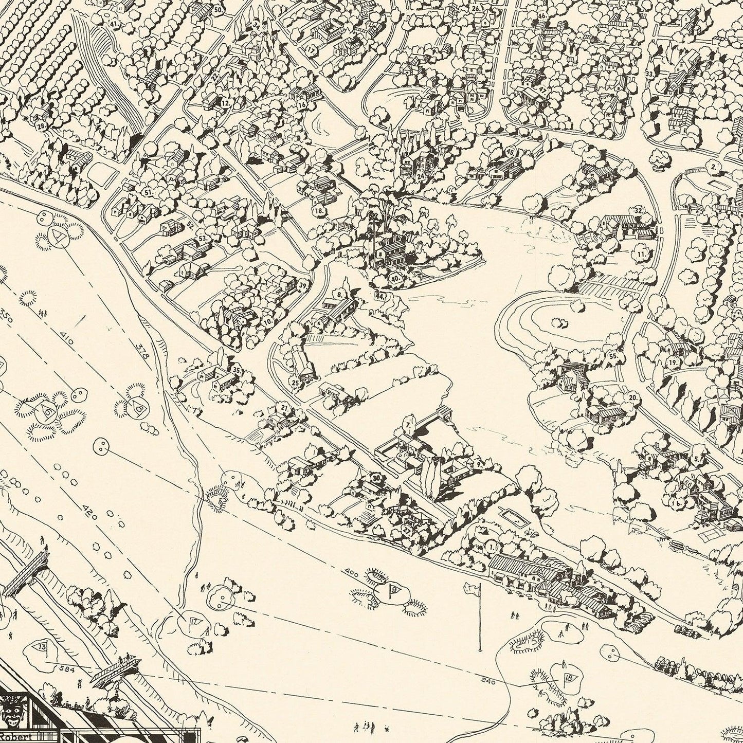 Vintage Map of Toluca Lake Lakeside Golf Club, 1936