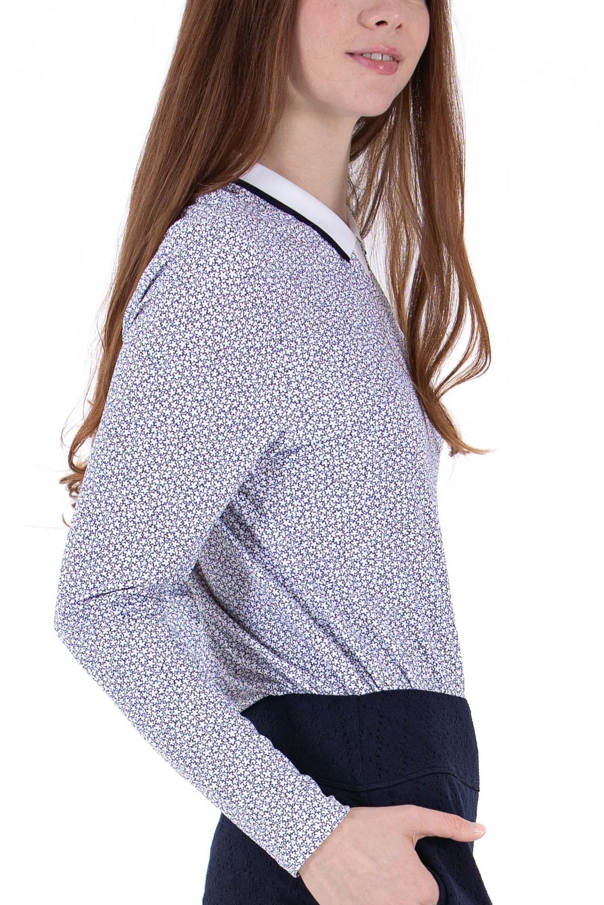 Rib LS Printed Polo