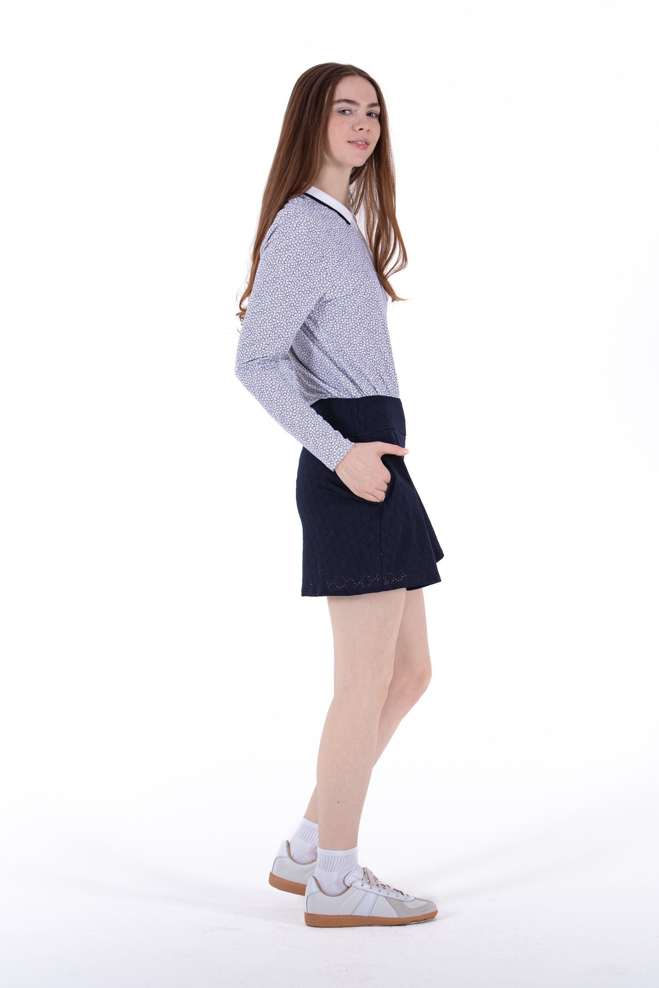 Rib LS Printed Polo