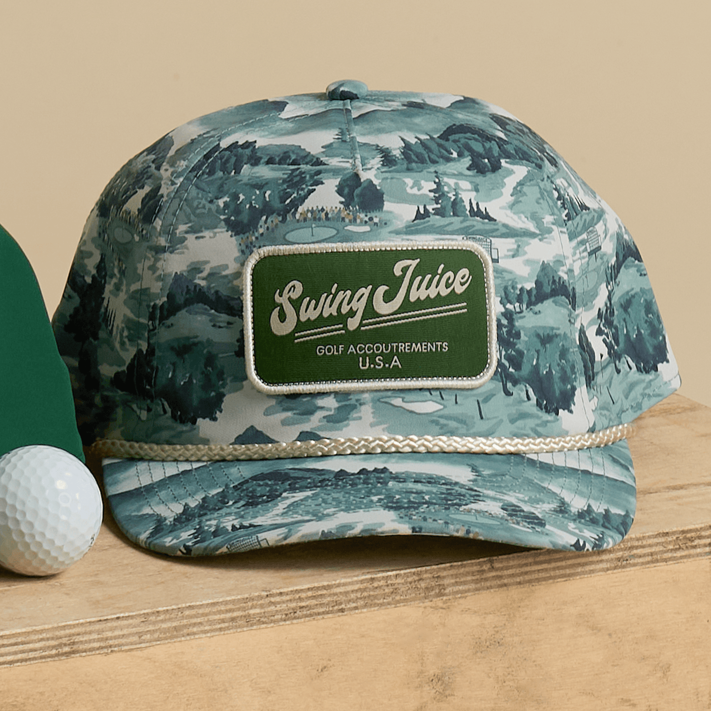 Golf Georgia Landscape Unisex Rope Hat Green O/S