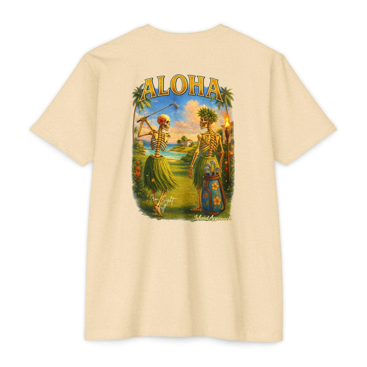 Aloha Island Skeleton Hawaiian Couple Golf T-Shirt