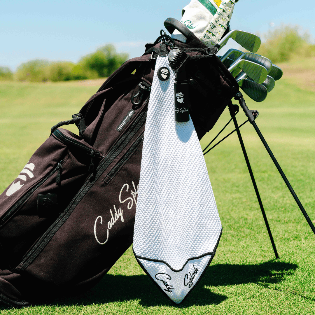 Magnetic Golf Towel with Ball Pocket - White