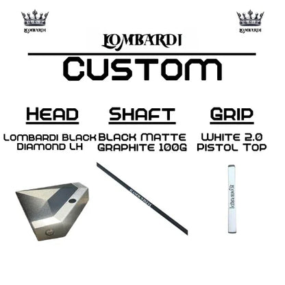 Lombardi Golf Custom Black Diamond Left-Hand Mallet Golf Putter - GOLF LEAGUE
