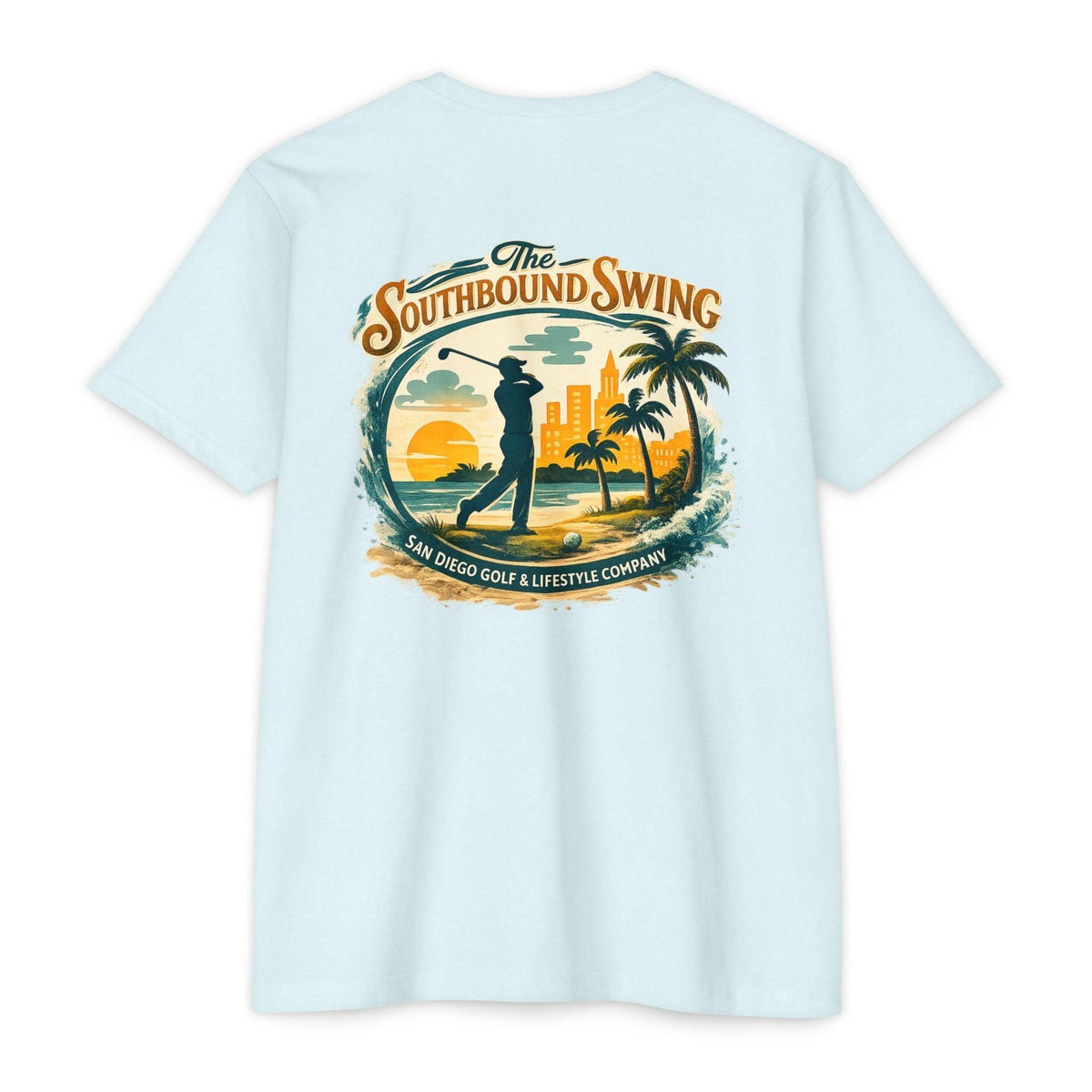 Golf Sunset T-Shirt — "The Southbound Swing" San Diego Golf Graphic