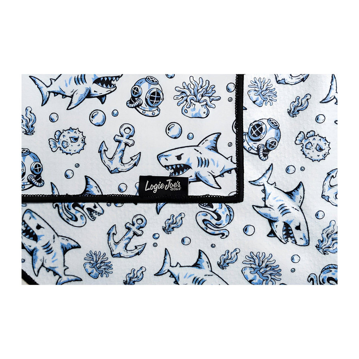Under the Sea Golf Towel | 24” x 16” Microfiber Towel | Magnetic Clip & Carabiner | Premium Golf Accessory | Shark