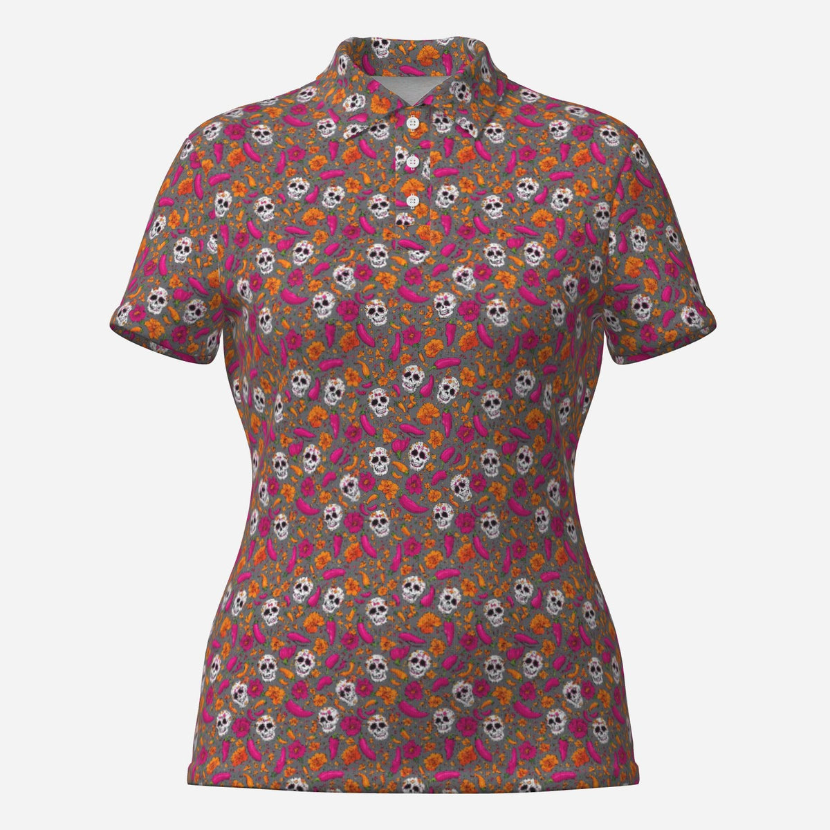 Women's Santa De Muerta Premium Golf Polo