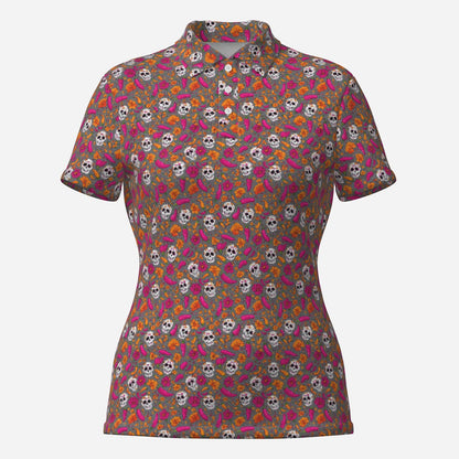 Women's Santa De Muerta Premium Golf Polo