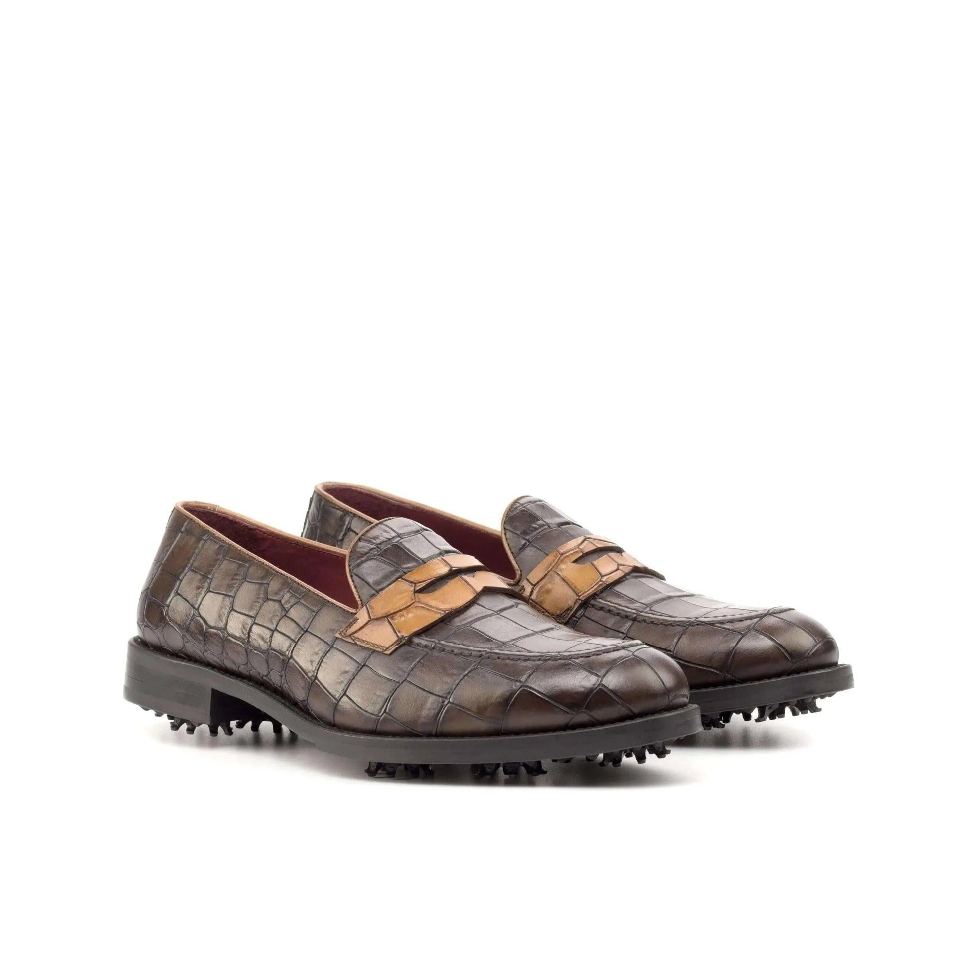1918-loafer-golf-shoes-ii-wholesale-brown-crocodile-patterned-leather-905 - GOLF LEAGUE