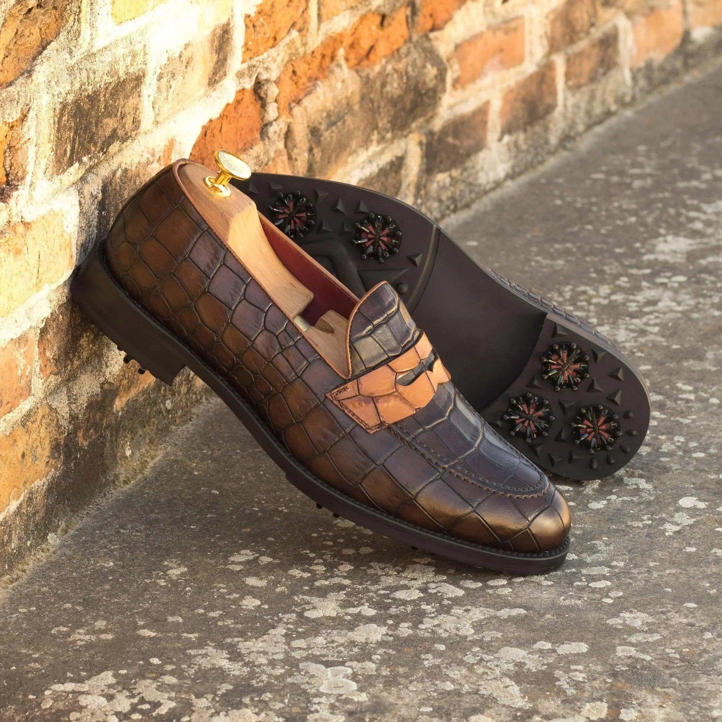 1918-loafer-golf-shoes-ii-wholesale-brown-crocodile-patterned-loafers-521 - GOLF LEAGUE