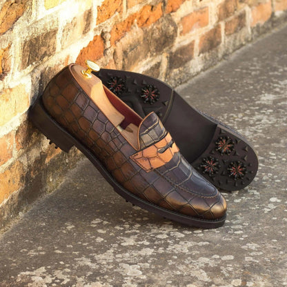 1918-loafer-golf-shoes-ii-wholesale-brown-crocodile-patterned-loafers-521 - GOLF LEAGUE