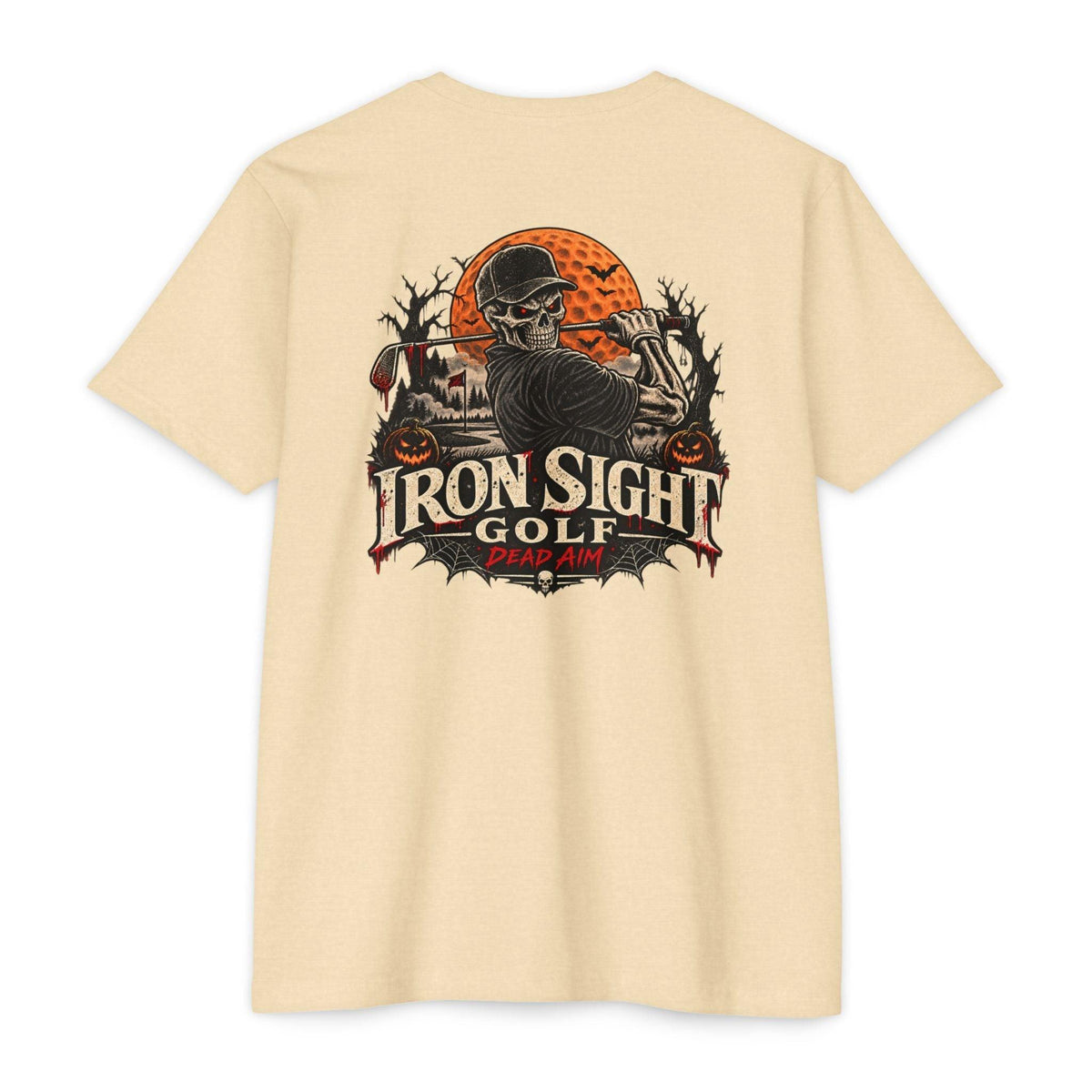 Iron Sight Golf T-Shirt — Halloween Skeleton Dead Aim