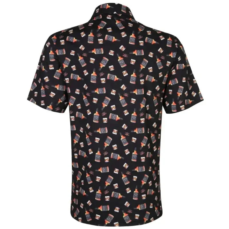 19th Hole Whiskey Cool-Stretch Men's Golf Shirt (Bourbon)
