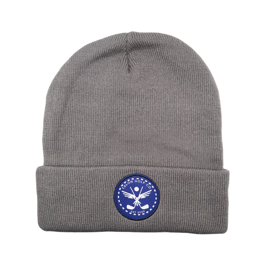 Gray Knit Beanie w/ Navy Eagle Circle Logo