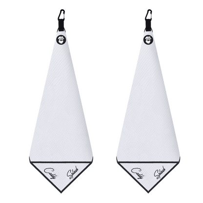 Magnetic Golf Towel with Ball Pocket - White