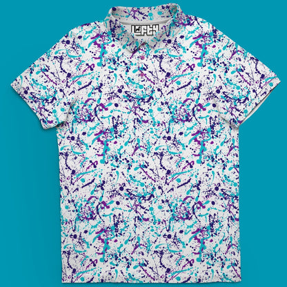 Spray 'N' Slay | 90's Jazz Color Paint Splatter Golf Polo for Men (RELAXED FIT)