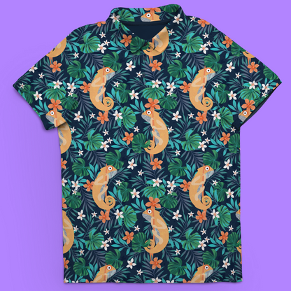 Chamulligan | Chameleon Hawaiian Floral Golf Polo for Men