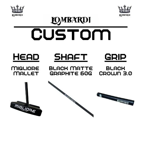 Lombardi Golf Custom Black Migliore Mallet Golf Putter - GOLF LEAGUE
