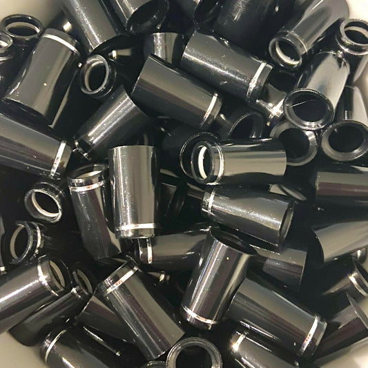 1" Wood Ferrules - Black w/ Silver Ring