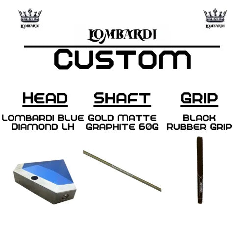 Lombardi Golf Custom Blue Diamond Left Hand Mallet Golf Putter - GOLF LEAGUE