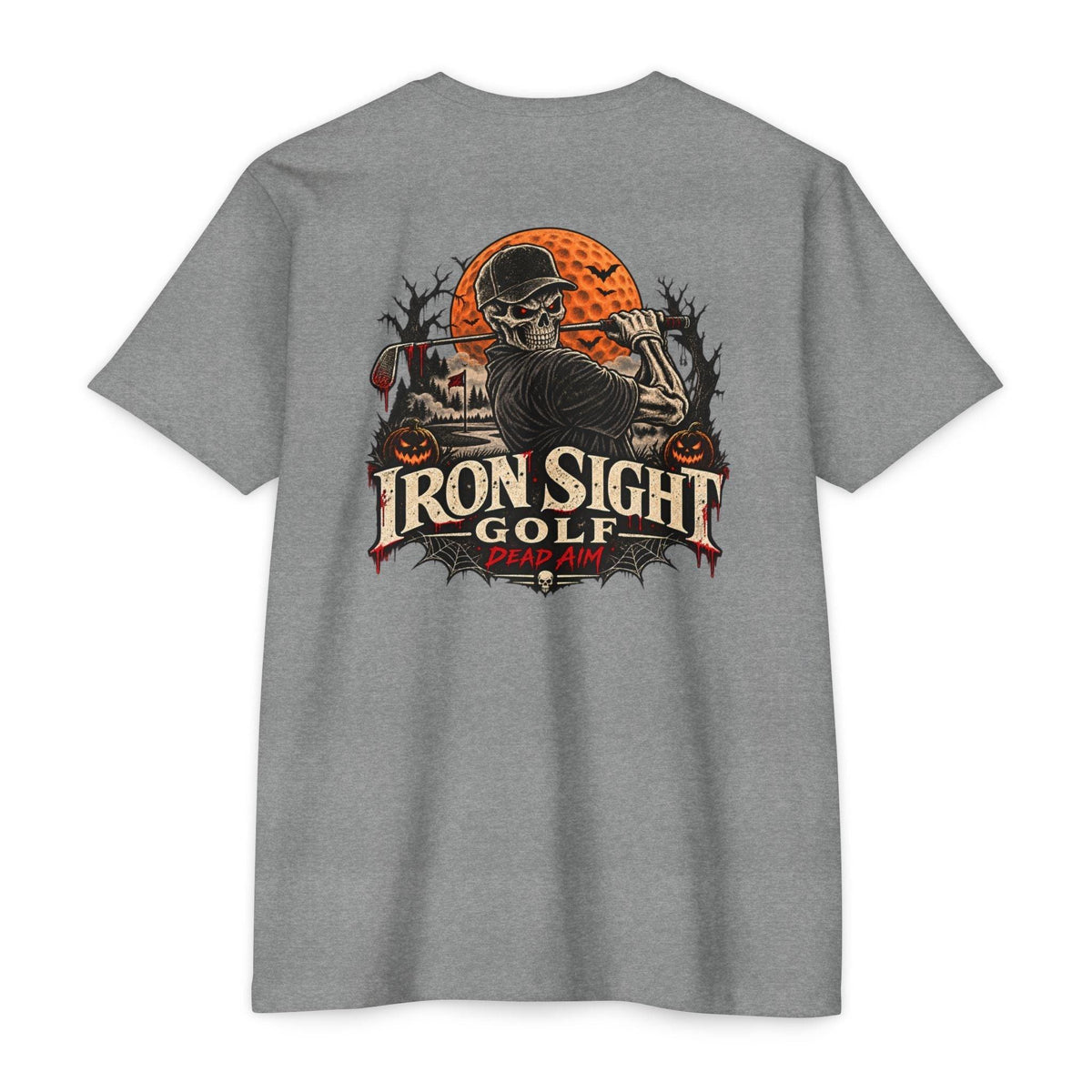 Iron Sight Golf T-Shirt — Halloween Skeleton Dead Aim