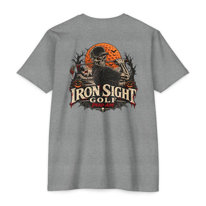 Iron Sight Golf T-Shirt — Halloween Skeleton Dead Aim