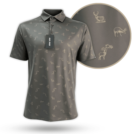 "Get Bucked" Golf Polo - Brown
