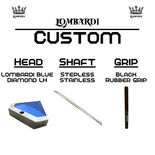 Lombardi Golf Custom Blue Diamond Left Hand Mallet Golf Putter - GOLF LEAGUE