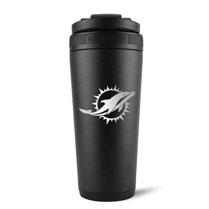 26BLACK-C_NFL_MiamiDolphins_26ozIceShaker_Black_Back_Shadow - GOLF LEAGUE