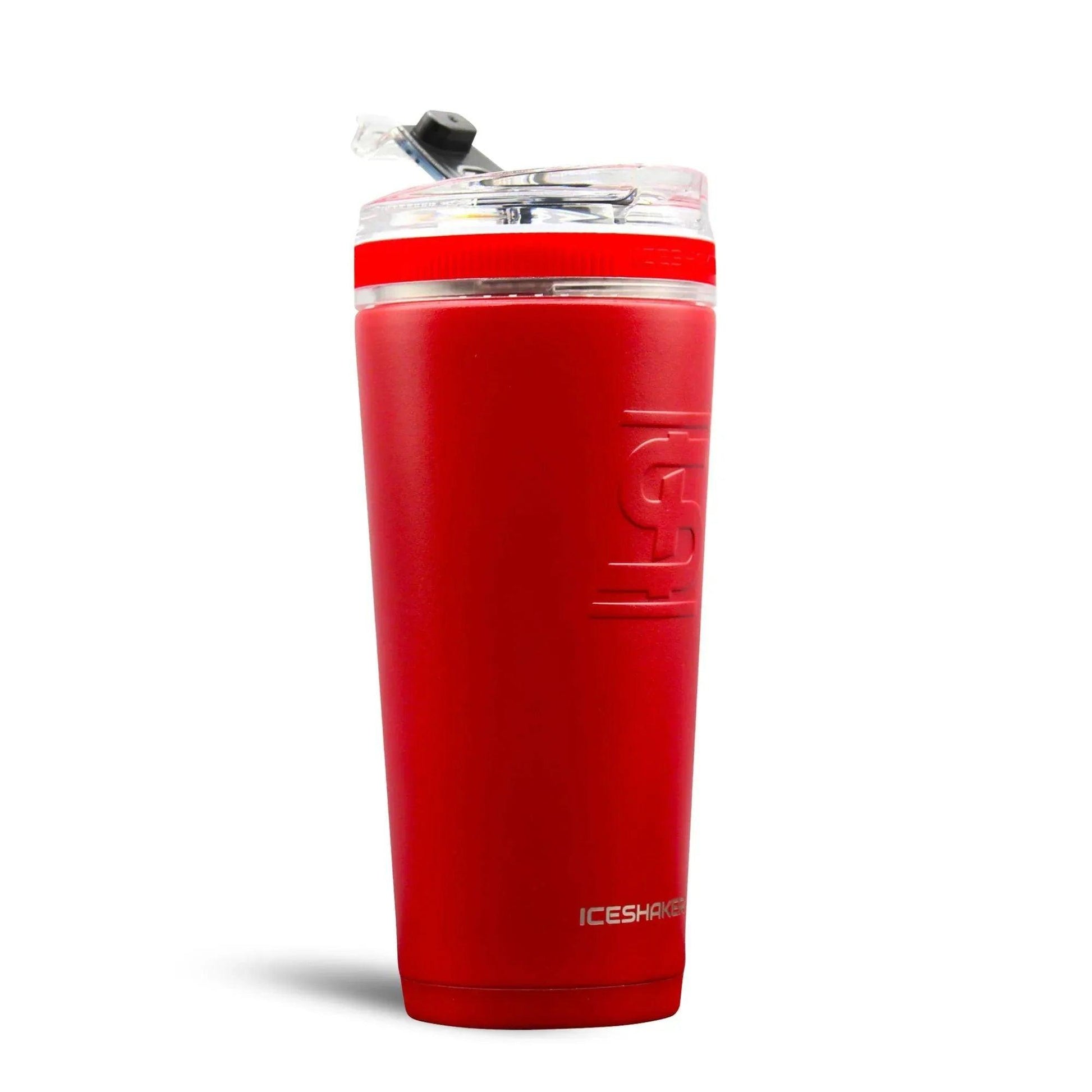 26FLEXRED_26ozFlexBottle_Red_3qtr_DrinkFlapOpen_shadow - GOLF LEAGUE
