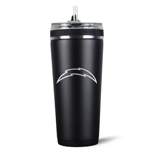 26FlexBlack-C_NFL_26ozFlexBottle_LosAngelesChargers_Black_Back_Shadow - GOLF LEAGUE