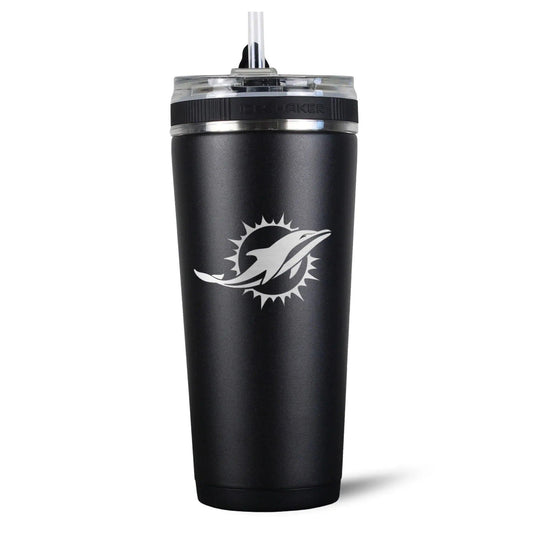 26FlexBlack-C_NFL_26ozFlexBottle_MIamiDolphins_Black_Back_Shadow - GOLF LEAGUE