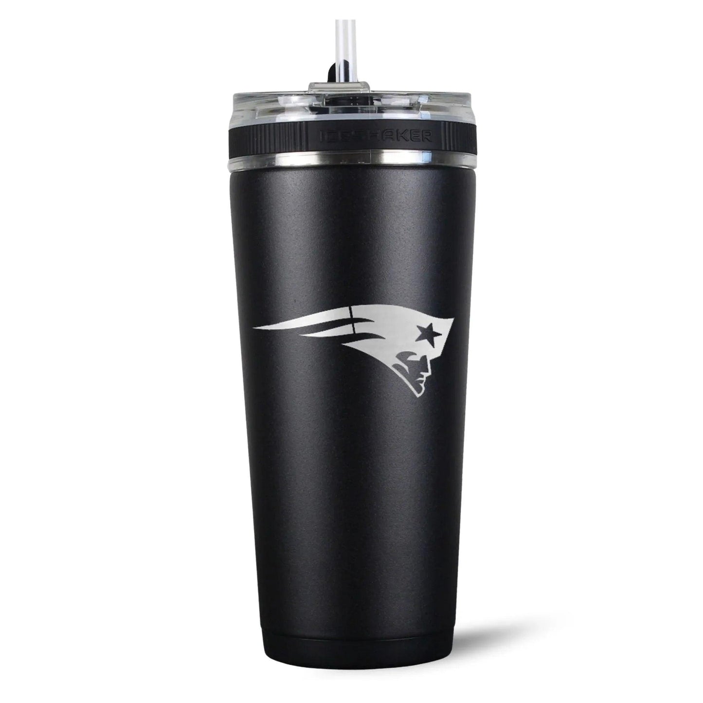26FlexBlack-C_NFL_26ozFlexBottle_NewEnglandPatriots_Black_Back_Shadow - GOLF LEAGUE